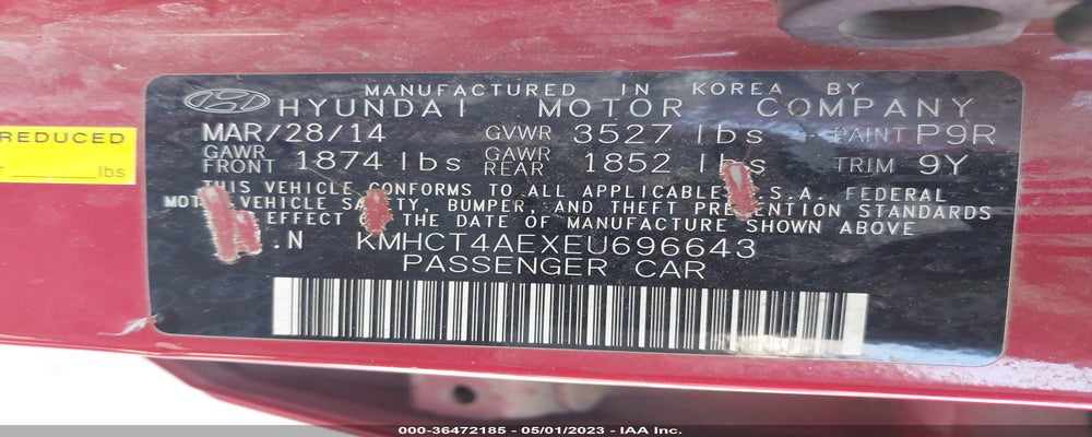 KMHCT4AEXEU696643 2014 HYUNDAI ACCENT photo no. 9