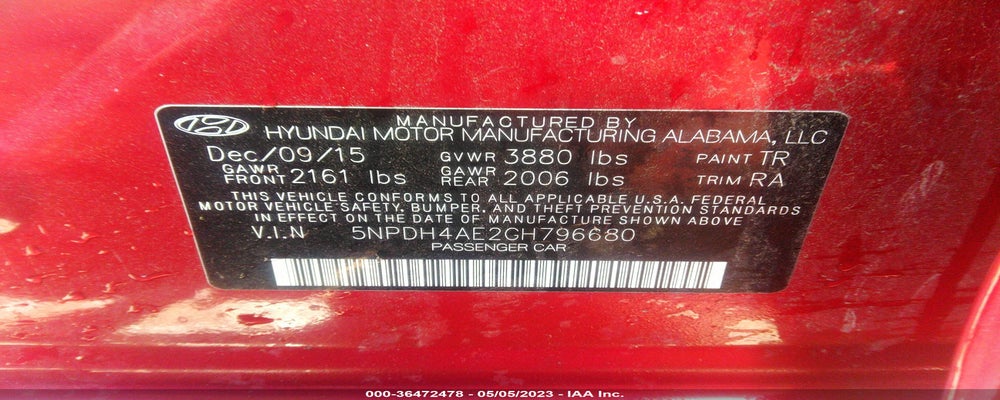 5NPDH4AE2GH796680 2016 HYUNDAI ELANTRA photo no. 9