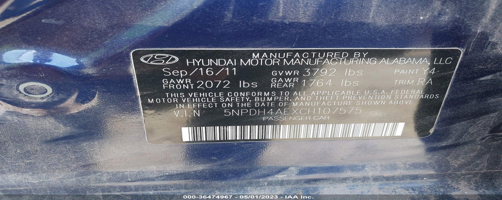 5NPDH4AEXCH107575 2012 HYUNDAI ELANTRA photo no. 9