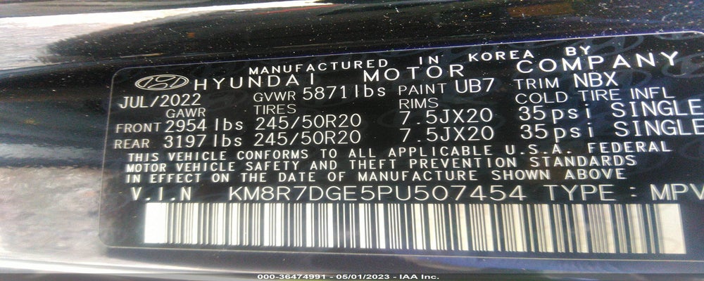 KM8R7DGE5PU507454 2023 HYUNDAI PALISADE photo no. 9