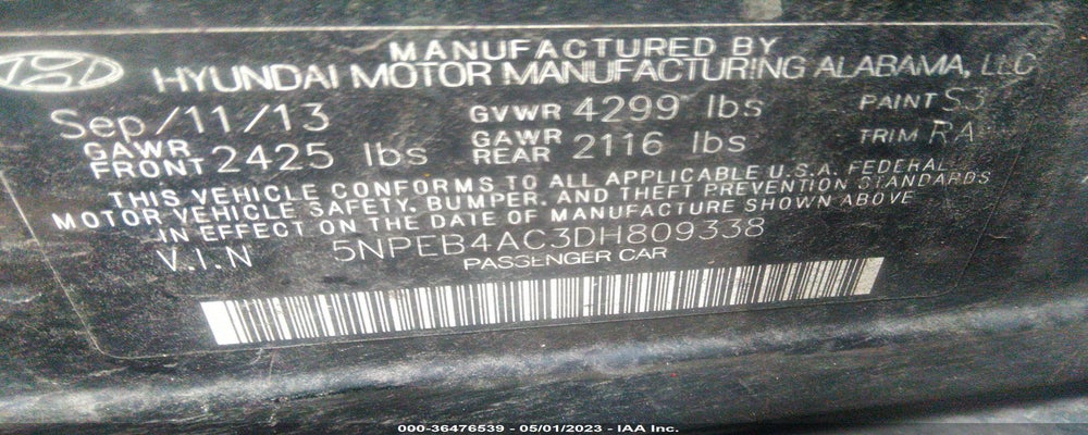 5NPEB4AC3DH809338 2013 HYUNDAI SONATA photo no. 9