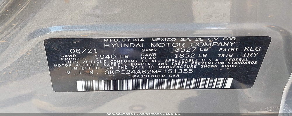 3KPC24A62ME151355 2021 HYUNDAI ACCENT photo no. 9