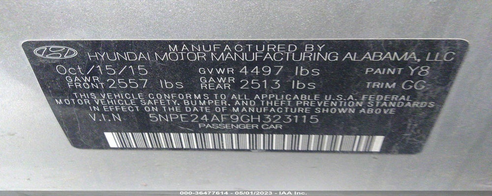 5NPE24AF9GH323115 2016 HYUNDAI SONATA photo no. 9