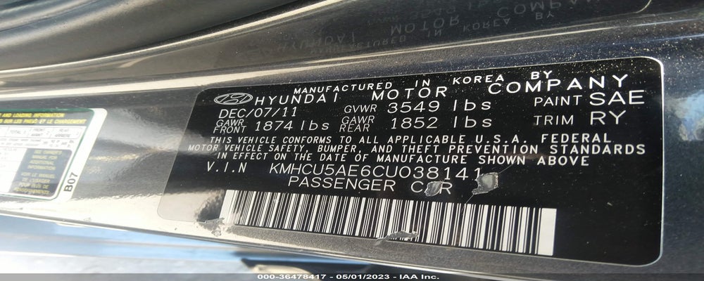 KMHCU5AE6CU038141 2012 HYUNDAI ACCENT photo no. 9