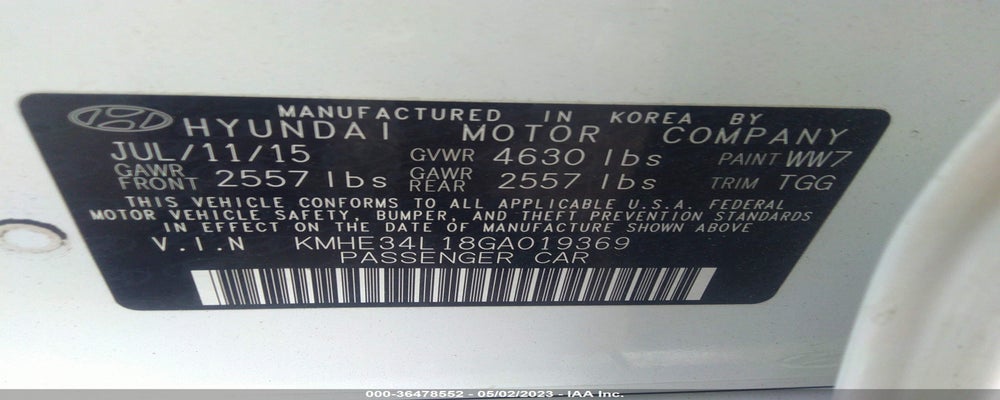 KMHE34L18GA019369 2016 HYUNDAI SONATA photo no. 9
