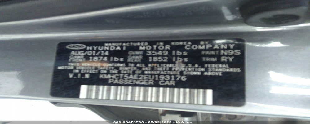 KMHCT5AE2EU193176 2014 HYUNDAI ACCENT photo no. 9