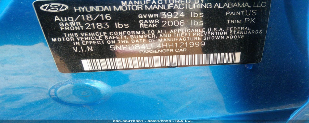 5NPD84LF4HH121999 2017 HYUNDAI ELANTRA photo no. 9