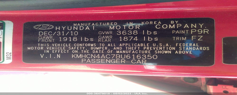 KMHCN4AC7BU616350 2011 HYUNDAI ACCENT photo no. 9