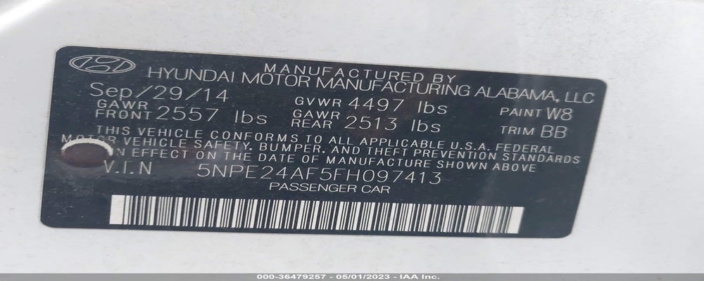5NPE24AF5FH097413 2015 HYUNDAI SONATA photo no. 9