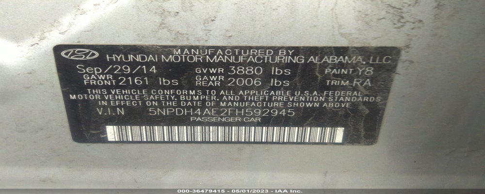 5NPDH4AE2FH592945 2015 HYUNDAI ELANTRA photo no. 9