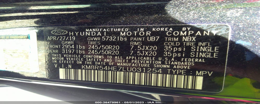 KM8R54HE7LU031254 2020 HYUNDAI PALISADE photo no. 9
