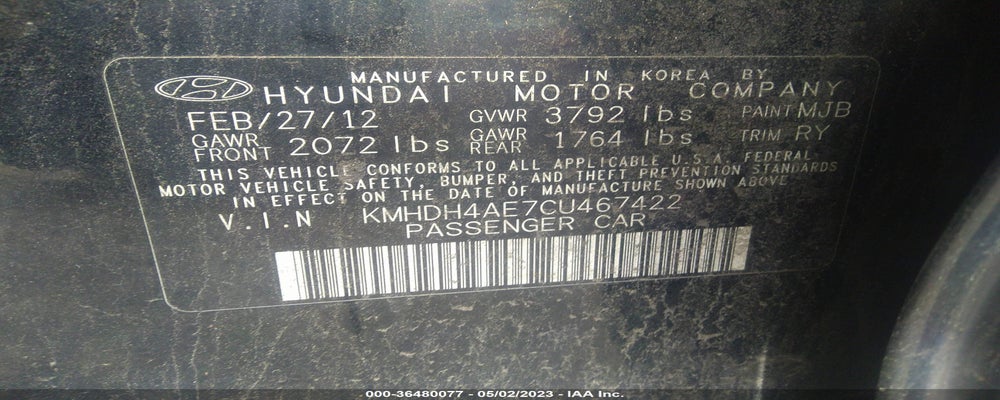 KMHDH4AE7CU467422 2012 HYUNDAI ELANTRA photo no. 9