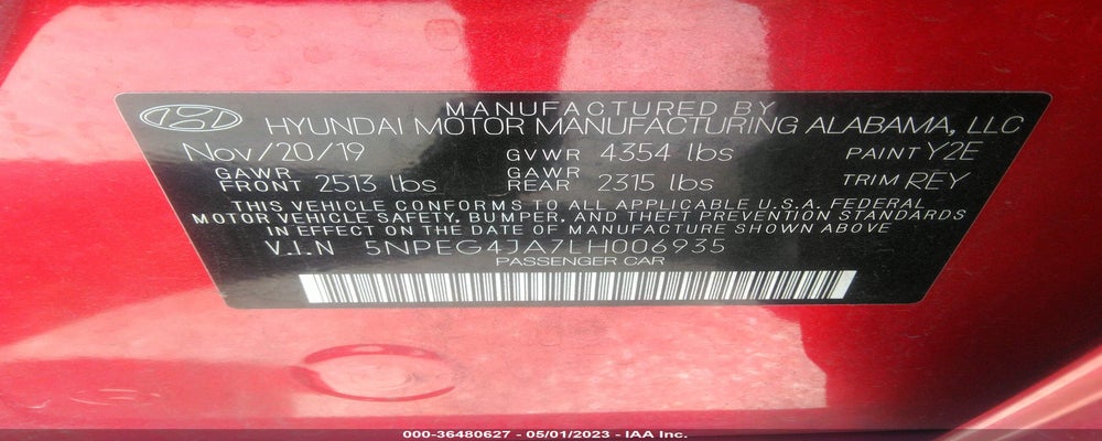 5NPEG4JA7LH006935 2020 HYUNDAI SONATA photo no. 9
