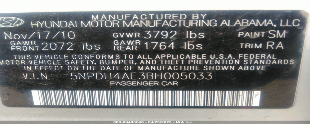 5NPDH4AE3BH005033 2011 HYUNDAI ELANTRA photo no. 9