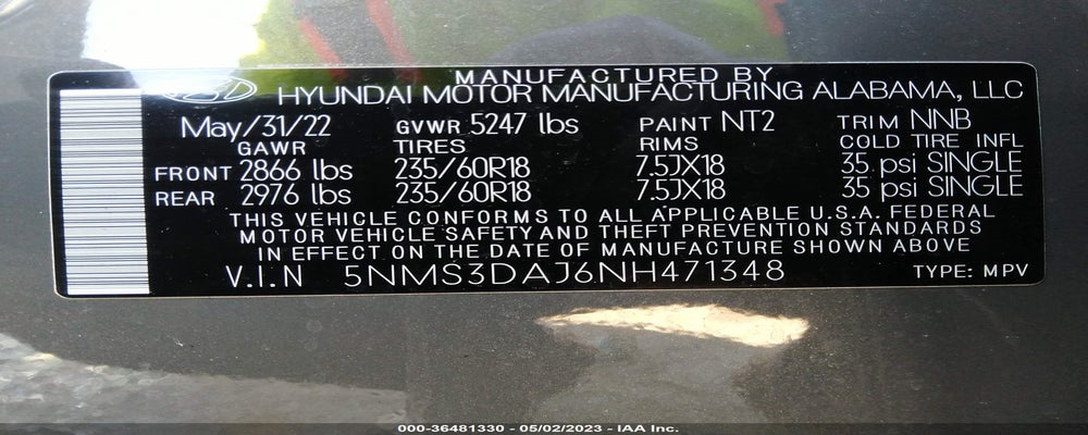 5NMS3DAJ6NH471348 2022 HYUNDAI SANTA FE photo no. 9