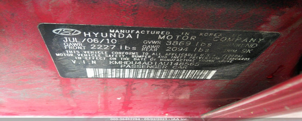 KMHDU4AD1AU148565 2010 HYUNDAI ELANTRA photo no. 9