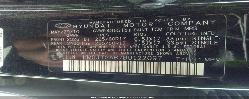 KM8JT3AB7BU122097 2011 HYUNDAI TUCSON photo no. 9