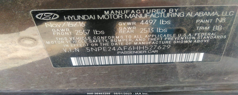 5NPE24AF6HH527629 2017 HYUNDAI SONATA photo no. 9