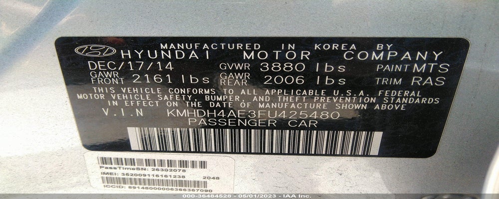 KMHDH4AE3FU425480 2015 HYUNDAI ELANTRA photo no. 9