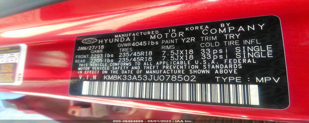 KM8K33A53JU078502 2018 HYUNDAI KONA photo no. 9