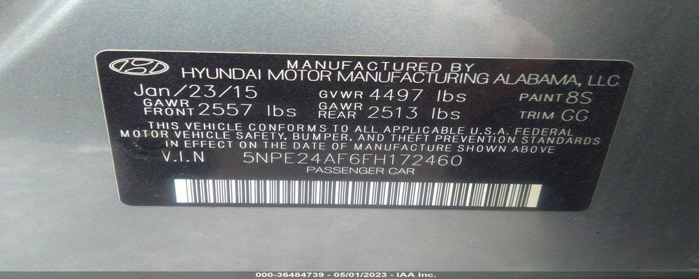 5NPE24AF6FH172460 2015 HYUNDAI SONATA photo no. 9