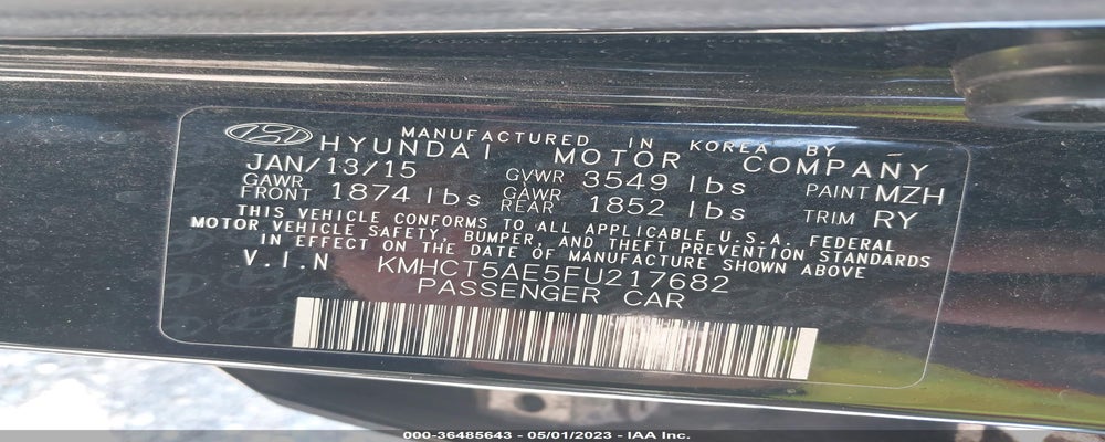 KMHCT5AE5FU217682 2015 HYUNDAI ACCENT photo no. 9
