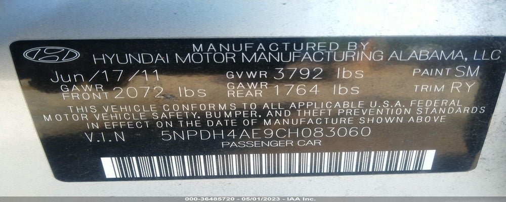 5NPDH4AE9CH083060 2012 HYUNDAI ELANTRA photo no. 9