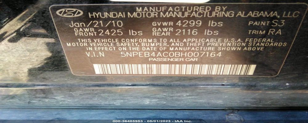 5NPEB4AC0BH007164 2011 HYUNDAI SONATA photo no. 9