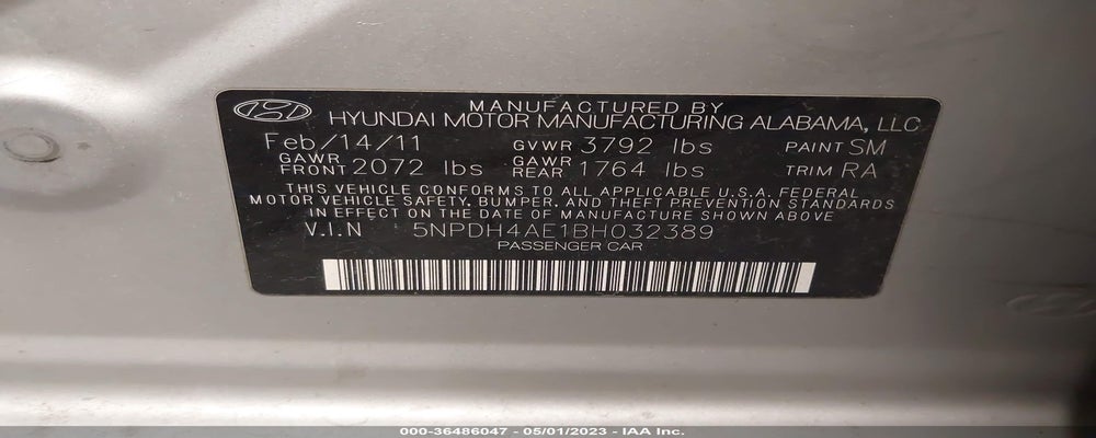 5NPDH4AE1BH032389 2011 HYUNDAI ELANTRA photo no. 9
