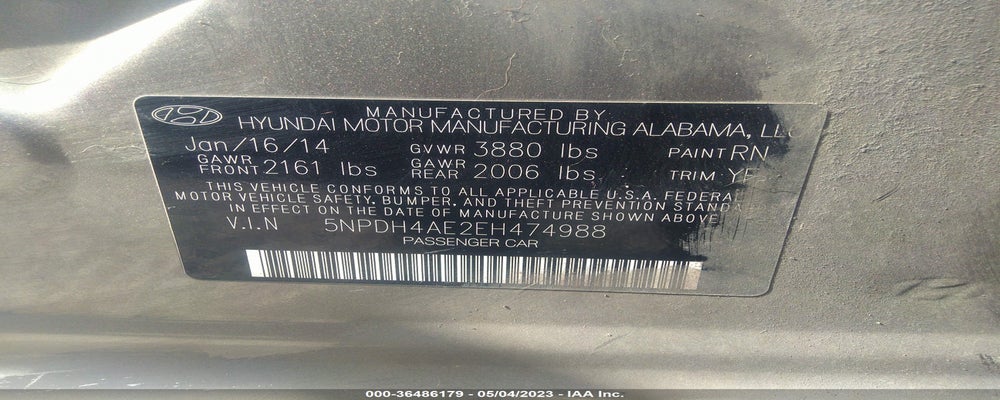 5NPDH4AE2EH474988 2014 HYUNDAI ELANTRA photo no. 9