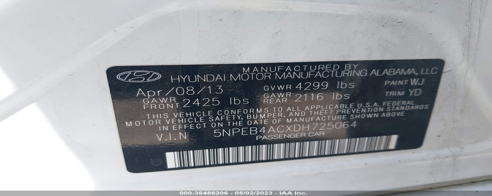 5NPEB4ACXDH725064 2013 HYUNDAI SONATA photo no. 9
