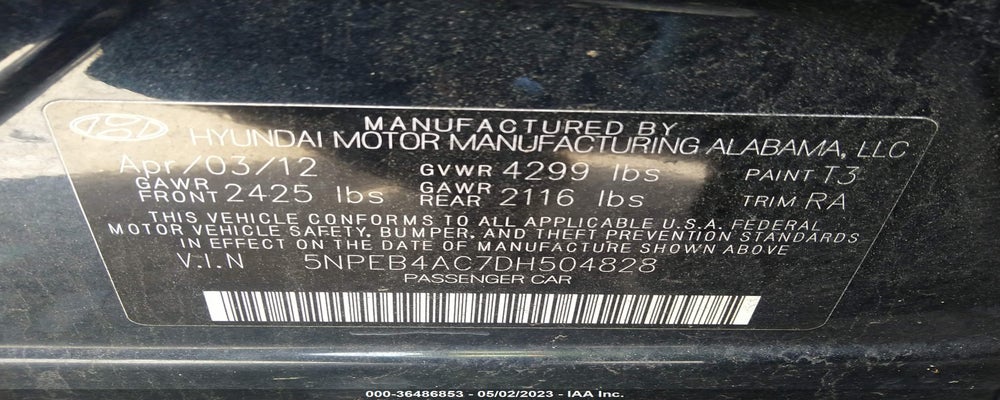 5NPEB4AC7DH504828 2013 HYUNDAI SONATA photo no. 9