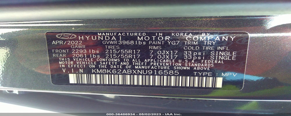 KM8K62ABXNU916585 2022 HYUNDAI KONA photo no. 9