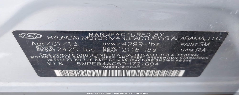 5NPEB4AC5DH721004 2013 HYUNDAI SONATA photo no. 9