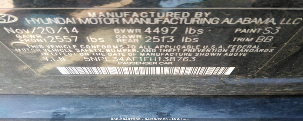 5NPE34AF1FH138763 2015 HYUNDAI SONATA photo no. 9