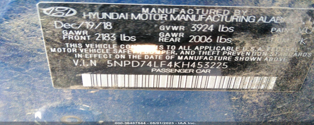 5NPD74LF4KH453225 2019 HYUNDAI ELANTRA photo no. 9