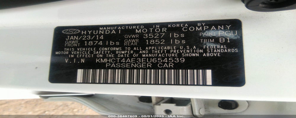 KMHCT4AE3EU654539 2014 HYUNDAI ACCENT photo no. 9