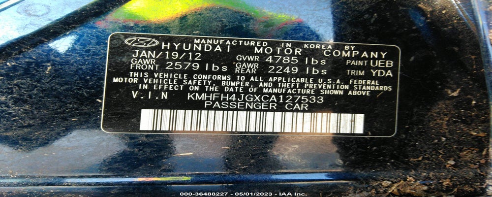 KMHFH4JGXCA127533 2012 HYUNDAI AZERA photo no. 9