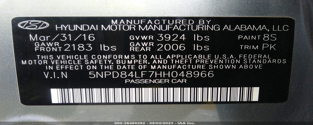 5NPD84LF7HH048966 2017 HYUNDAI ELANTRA photo no. 9