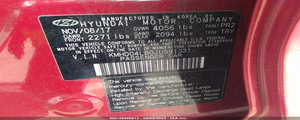 KMHD04LB0JU591331 2018 HYUNDAI ELANTRA photo no. 9