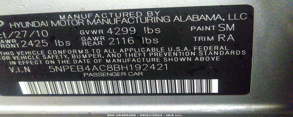 5NPEB4AC8BH192421 2011 HYUNDAI SONATA photo no. 9