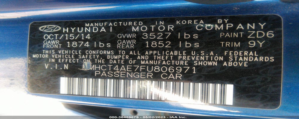 KMHCT4AE7FU806971 2015 HYUNDAI ACCENT photo no. 9