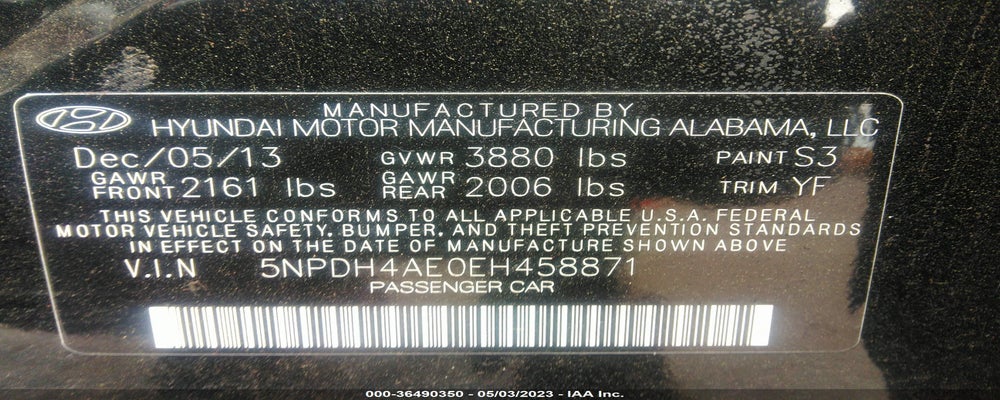 5NPDH4AE0EH458871 2014 HYUNDAI ELANTRA photo no. 9
