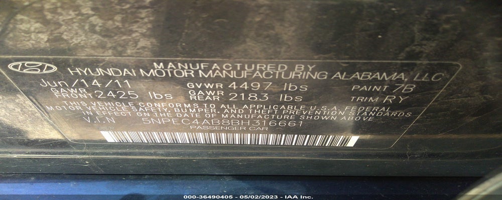 5NPEC4AB8BH316661 2011 HYUNDAI SONATA photo no. 9