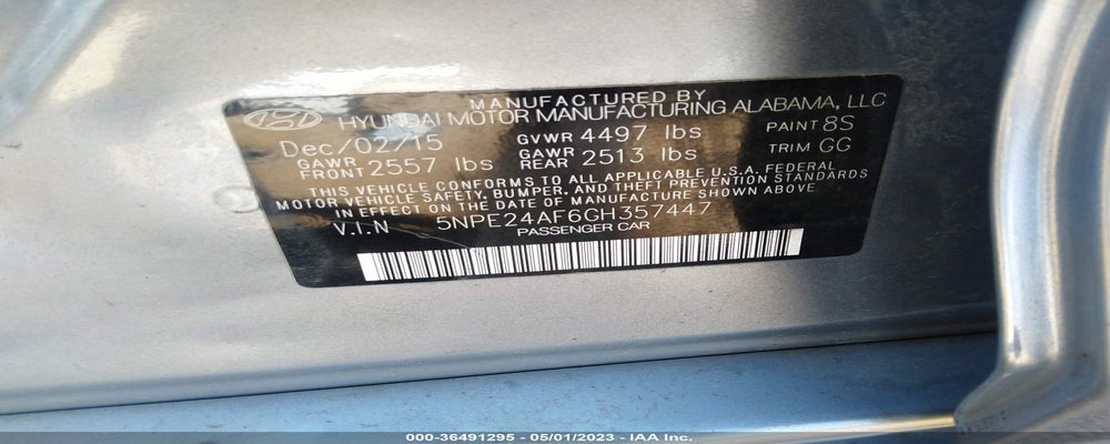 5NPE24AF6GH357447 2016 HYUNDAI SONATA photo no. 9
