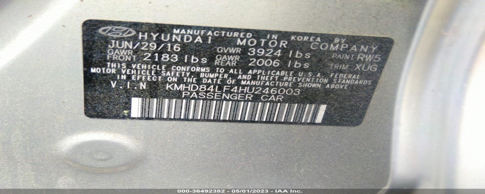 KMHD84LF4HU246003 2017 HYUNDAI ELANTRA photo no. 9