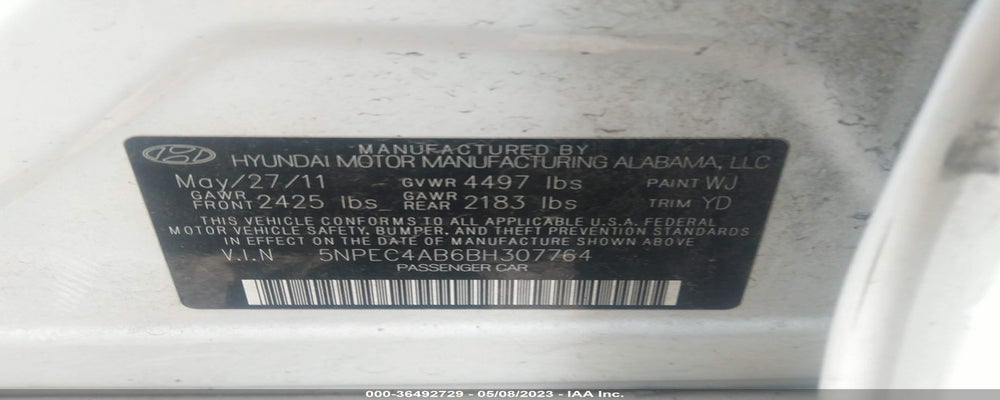 5NPEC4AB6BH307764 2011 HYUNDAI SONATA photo no. 9