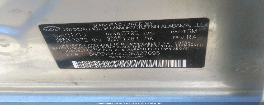 5NPDH4AE0DH327096 2013 HYUNDAI ELANTRA photo no. 9