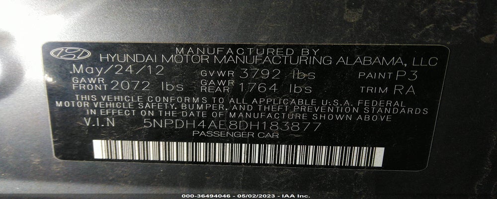 5NPDH4AE8DH183877 2013 HYUNDAI ELANTRA photo no. 9
