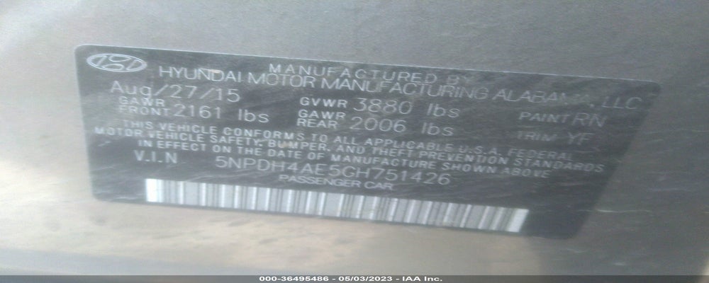 5NPDH4AE5GH751426 2016 HYUNDAI ELANTRA photo no. 9
